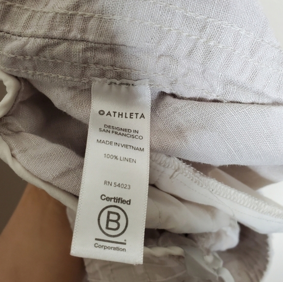 Athleta Tan Beige Camo Print High Rise Cabo Tide Linen Jogger Pants - Picture 10 of 10